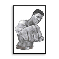 MU Ali Perspective Fist Framed Poster illustrated by Robert Bowen - Robert Bowen Tees